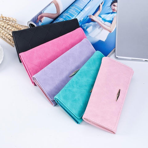 2018 Hot Sale Product Fashion Girls Leather Women Solid Hasp Coin Purse High Quality  Long Wallet