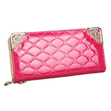 2018 Luxury Vintage Brand Women Long Patent Leather Plaid Wallet Female Clutch Ladies Phone Purse Coin Credit Card Holder Cuzdan