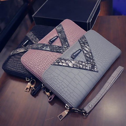 2018 New Pu Long Women Wallet Crocodile Pattern women&#39;s purse Best Phone Wallet Female Case