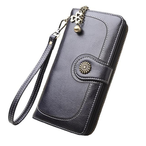 2018 New Vintage Button Phone Purses Women Wallets Female Purse Leather Brand Retro Ladies Long Zipper Woman Wallet Card Clutch
