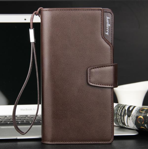 Baellerry Men Business Leather Long Wallet Clutch Purse Bag ID Credit SIM Card Holder For iPhone Samsung