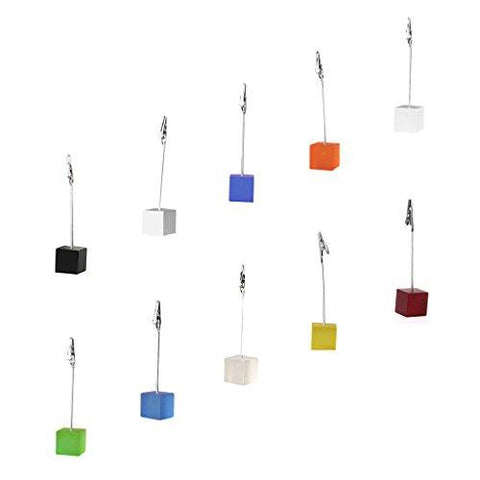 10Pcs 10 Colors Cube Wire Base Photo Holder Stand Card Note Desk Memo Clip