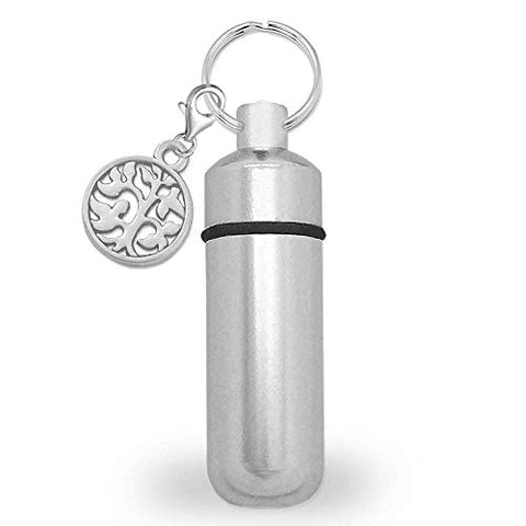 Mini Urn Cremation Ashes Holder Key Chain Tree of Life Charm Funeral Memorial Vial Grieving Keepsake