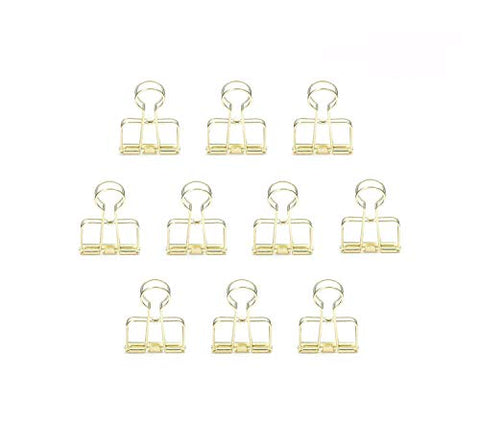 Surethingz Stationery Skeleton Binder Clips, Hollow Design Metal Folder Photo Clips for Wall Grid Photo Wall for Office Home School(10 Pieces in Gold)