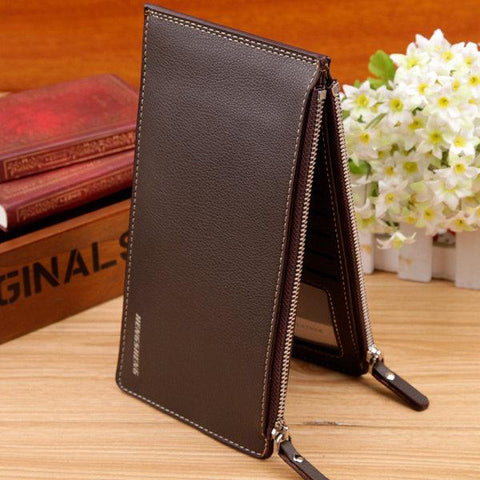 16 Card Classical PU Leather Double Zippers Wallet