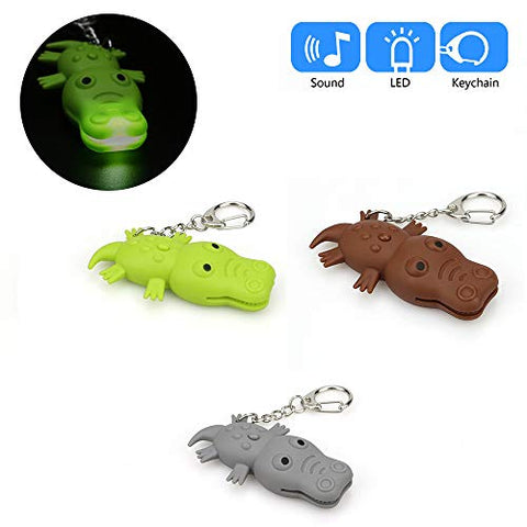 Glumes Cute Crocodile Keychain with LED Flashlight and Sound Effects 3D Cute Cartoon Key Holder For Children Designer Key Ring for Kids Christmas Thanksgiving Gift 1 PCS (Green)