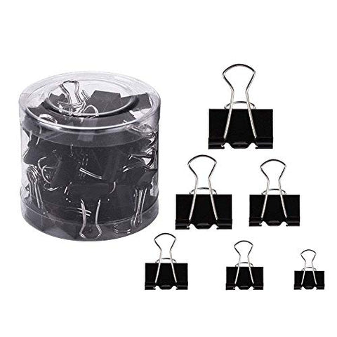 FOGAWA 100pcs Metal Binder Clips Paper Clamp Large Medium Small Assorted 6 Sizes Paper Foldback Clips for Photo Office Supplies Home School