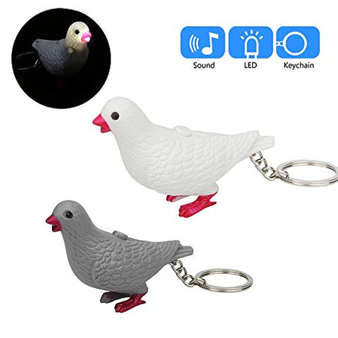 Glumes Cute Pigeon Keychain with LED Flashlight and Sound Effects 3D Cute Cartoon Key Holder For Children Designer Key Ring for Kids Christmas Thanksgiving Gift 1 PCS