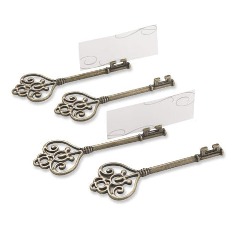 Kate Aspen Set of 4 Victorian Style Key Place Card Holder, Key to My Heart