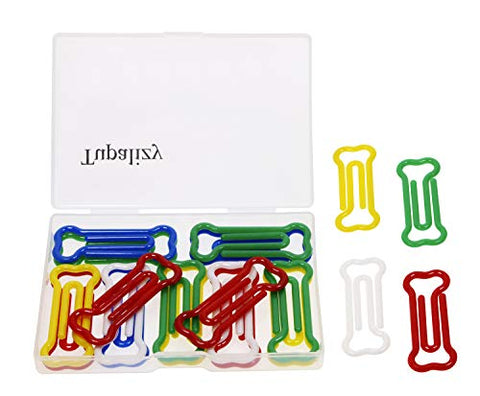 Tupalizy Assorted Colored Creative Plastic Bone Paper Clips Holder Cute Decorative Album Memo Clips Bookmarks Marking Document Organizing Office Stationery, 20PCS