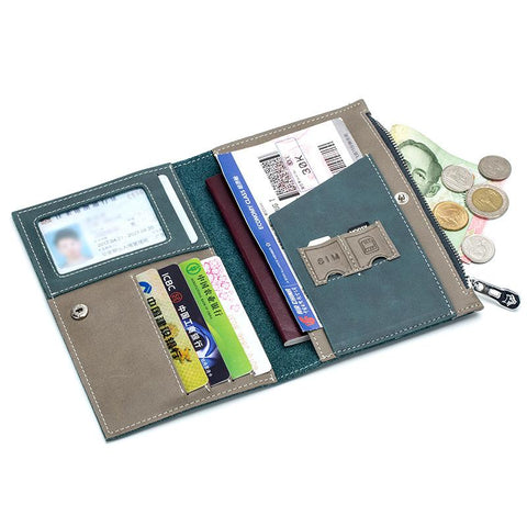 Passport Bag  Genuine Leather Multifunctional Document Bag Wallet