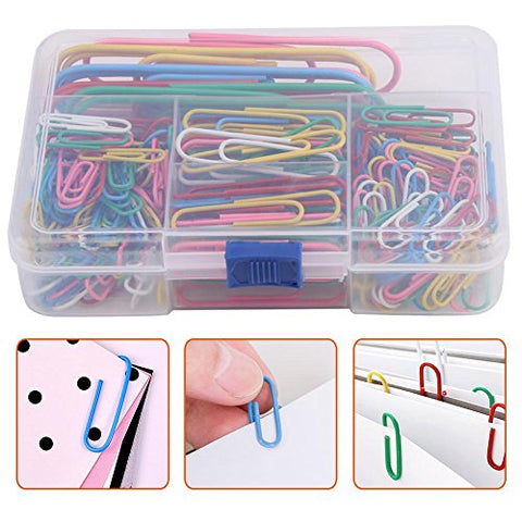 250 Pcs/Box Paper Clips, Assorted Colored Metal Binder Clips with Small/Medium/Large for Student Stationery Office Accessories