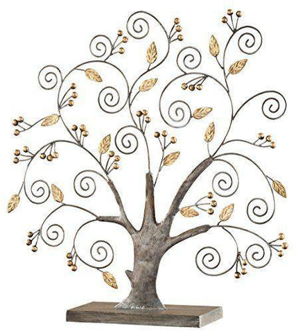 Pewter and Italian Gold Tole Tree with Berries Card/Photo Holder