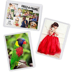 12 Pack Magnetic Wallet Picture Frames Holds 2 1/2" X 3 1/2" Pocket Photo for Refrigerator by Freez-A-Frame Made in the USA