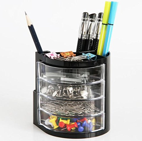 Chris-Wang 1Pc Multifunctional Plastic Desktop Pen Holder, Desk Storage Organizers Case for Pencil/Rubber/Binder Clips/Paperclips/Memo Notes/Stationery/Office Suplise