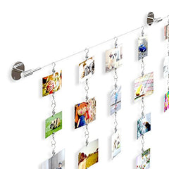 Soho Premium Expandable Chrome Photo Picture Collage Holder Complete Hanger Set for Family Pictures Childrens Artwork and Painting Display Also Perfect for Photo Collage Projects