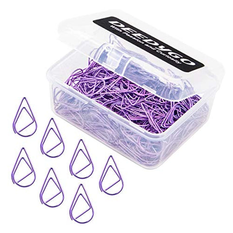 250 Pieces Purple Premium Cute Paper Clips, Smooth Stainless Steel Drop-Shaped PaperClips for Office Supplies Wedding Women Girls Kids Students (1 inch / 25 mm)