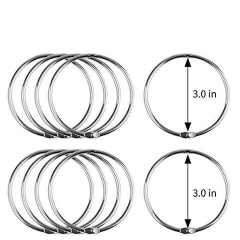 MROCO Loose Leaf Binder Rings 3 Inch 12 Pack, Paper Rings Book Rings for Office, Nickel Plated Metal Book Rings, Key Rings, Index Card Rings for Paper