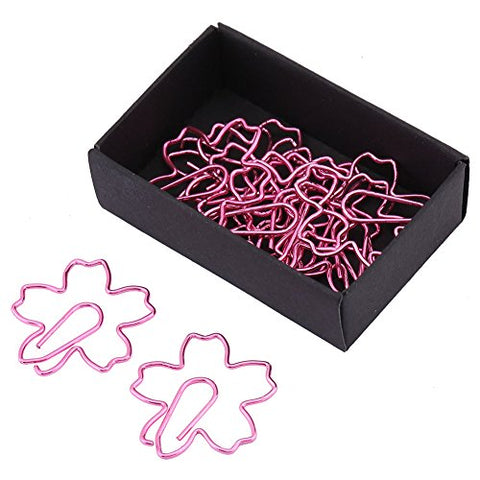 Hilitand 12 Pcs Creative Cherry Blossom Shape Paper Clips Pink Color Bookmark Marking Document Organizing Clip