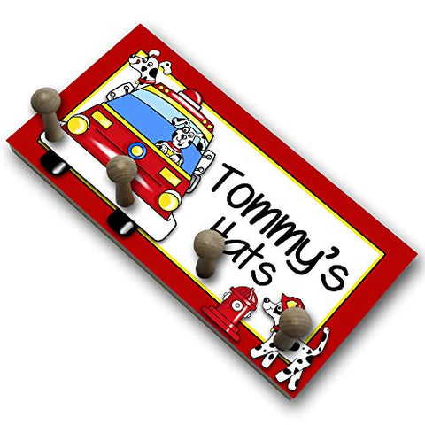 Toad and Lily Firetruck Dalmation Rescue Puppy Dog HAT Holder - Personalized Hat Holder - Clothing Rack - Hat Organizer for Boys HH0020