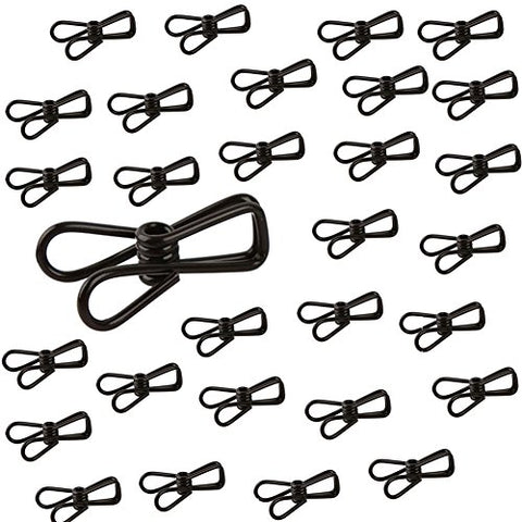 Welldoit Pack of 40 PVC Coated Steel Wire Clips Holders Multi Purpose Clothesline Utility Clips (Black)