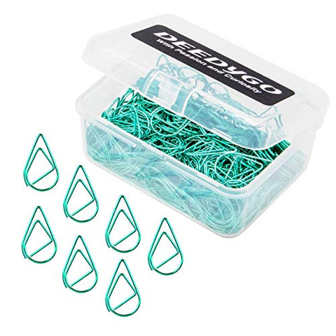250 Pieces Green Premium Cute Paper Clips, Smooth Stainless Steel Drop-Shaped PaperClips for Office Supplies Wedding Women Girls Kids Students (1 inch / 25 mm)