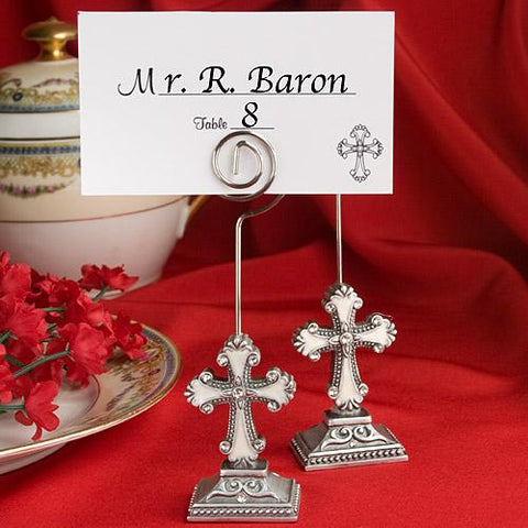 Elegant Cross Design Place Card Photo Holders