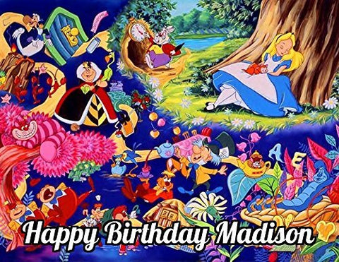 Alice In Wonderland Edible Image Photo Sugar Frosting Icing Cake Topper Sheet Personalized Custom Customized Birthday Party - 1/4 Sheet - 74785