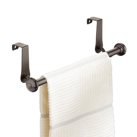 mDesign Over-the-Cabinet Kitchen Dish Towel Bar Holder - Bronze