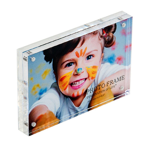 Combination of Life Double Sided 6x8 Acrylic Picture Frame Magnetic Photo Holder Clear Freestanding Blocks
