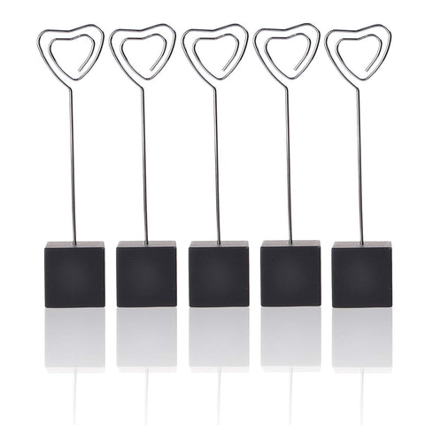 Cosmos® 5 Pcs Cube Base Memo Clips Holder with Heart-shaped Clip Clasp for Displaying Photos Number Cards