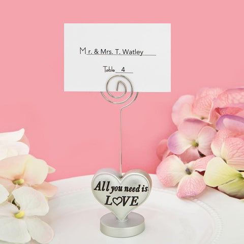 'All you need is love' heart design placecard holder / photo holder