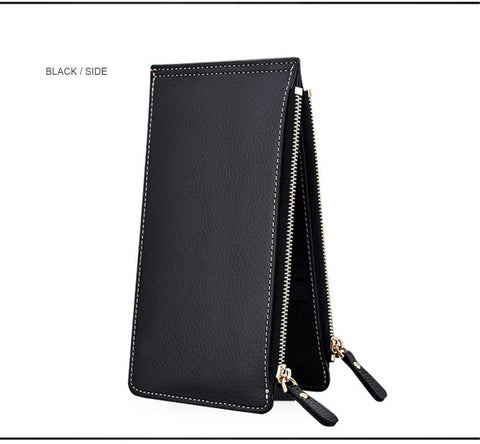 Aelicy Women men Famous Brand Multi functional Long Wallet Fashion Double Zipper Card Bag Top Grade Brand Solid Clutch 2019