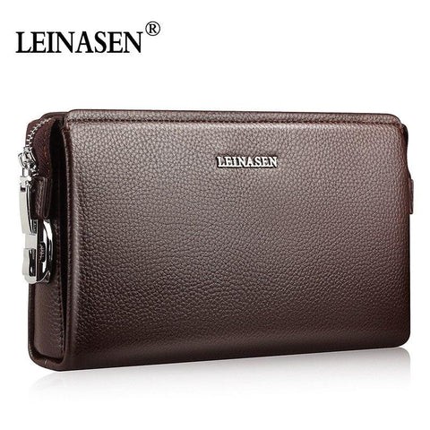 2017 Men Wallet Password Lock Genuine Leather Purse Fashion Casual Long Business Male Clutch Wallets Men's Handbags