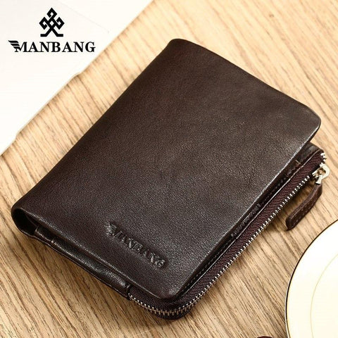 2017 Autumn New Arrival Genuine Leather Men's Walle For Men Small Zipper Organizer Wallets Cash Carteira For Rfid