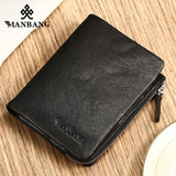 2017 Autumn New Arrival Genuine Leather Men's Walle For Men Small Zipper Organizer Wallets Cash Carteira For Rfid