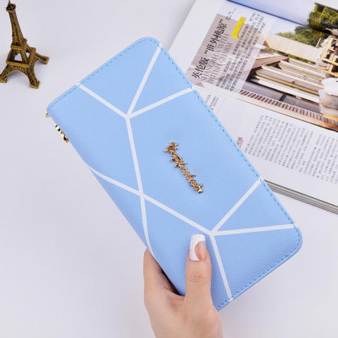 2017 Famous Brand Geometric Designs Long Wallets Ladies Fashion Women Zipper Walle Hand Bag Clutches Carteira Feminina