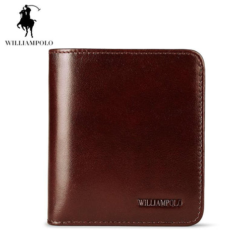 2017 Vintage 100% Cow Leather Mens Thin Walle Solid Shor Mini Walle Male Walle Pocke POLO206