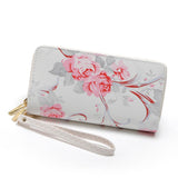 Floral Print Leather Zipper Wallet