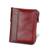 100% Genuine Leather Men Wallet Small Zipper Pocket Men Wallets Portomonee Male Short Coin Purse