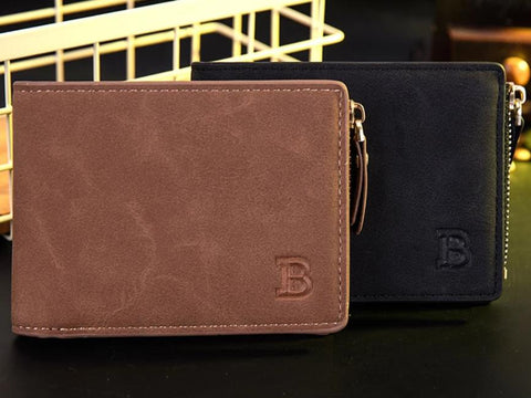 Men's Classic Style Billfold Wallet with Zipper