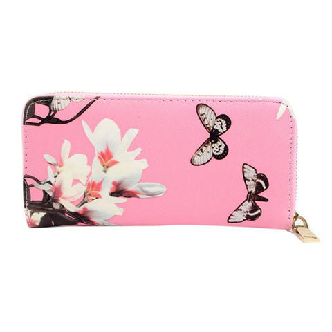 2017 New Fashion Envelope Women Wallets PU Leather Flowers Printing Wallet Long Clutch Lady Coin Card Holder Purse 4 Colors