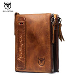 BULL CAPTAIN Vintage BIFOLD brand leather MEN wallets cowhide zipper SHORT money wallet hasp card holder small coin purse  #QB06