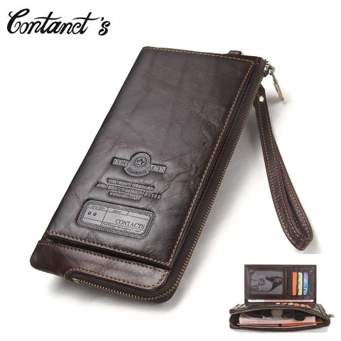 2017 Men Wallet Clutch Genuine Leather Brand Rfid  Wallet Male Organizer Cell Phone Clutch Bag Long Coin Purse Free Engrave