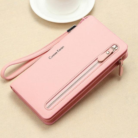 2017 Brand Women Red Pink Long Wallet Bag Female Coin Purse Single Zipper Clutch Bag Female Wallets Fashion Woman Purses Handbag