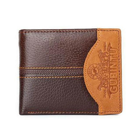 Men's Casual Genuine Leather Wallet with Inside Zipper Pocket