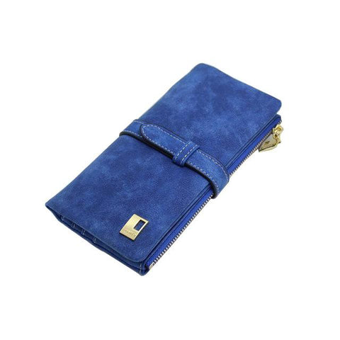 2017 7Colors Fashion Lady Bags Women Wallets PU Drawstring Nubuck Leather Zipper Purse Card Holder Long Wallet 2 fold ClutchJ417