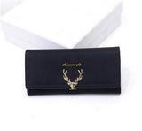 2017 New Fashion Wallet Female Women Purse Long Zipper Solid Candy Color Metal Christmas Deer Wallets PU Card Holders Brand