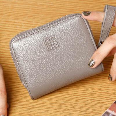 100% Real Leather Ladies Purse Female Leisure Zipper Card Holder Fashion Brief Coin Purse CZ4640 Women's Genuine Leather Wallets