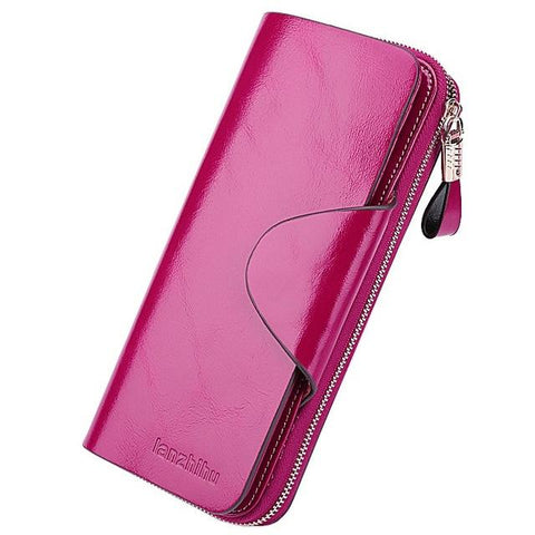 2017 Genuine Leather Wallet Female Women's RFID Blocking Wallet Big Travel Zipper Wallets for Women Ladies Long Phone Holder